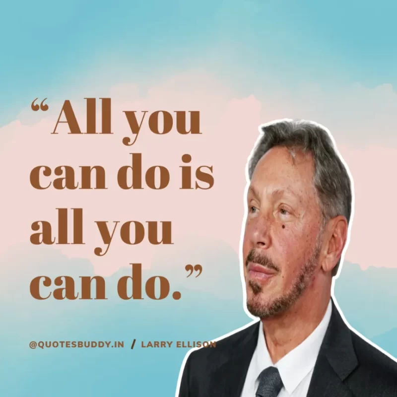 “All you can do is all you can do.” Larry Ellison